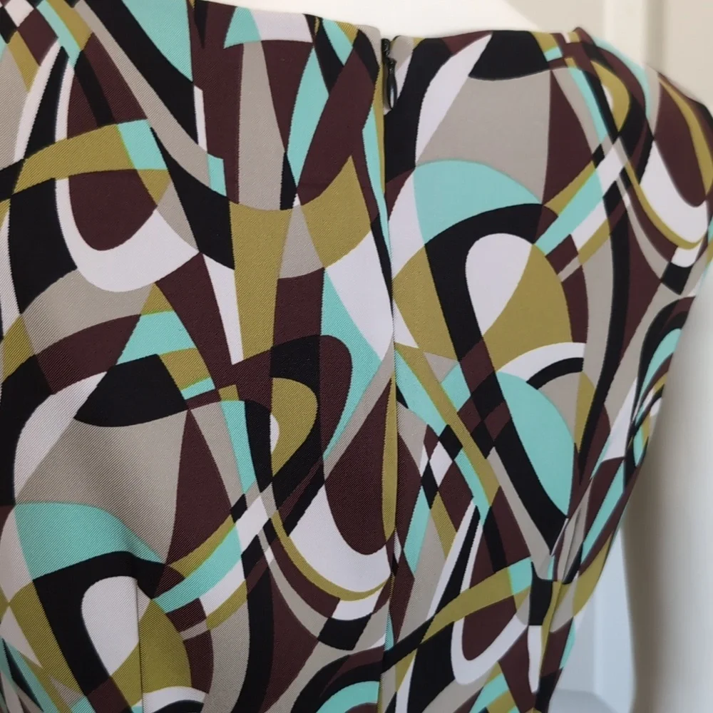 Connected Petite Sheath Dress Sz6P Geometric Sleeveless Zip-up EUC Poly/Spandex - Picture 5 of 12